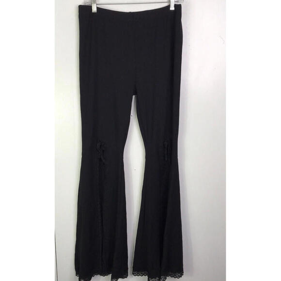 Widow Dolls Kill Pants Size XXL Flare Split Front Hem Goth Festival Grunge - Picture 1 of 11